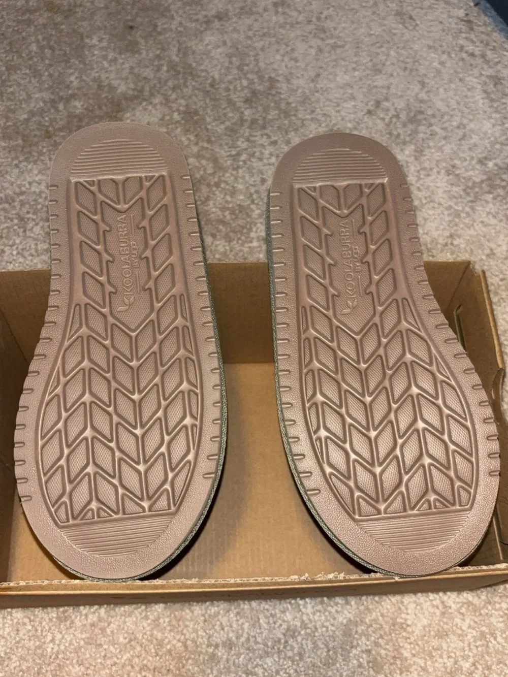 Koolaburra Olive Green Suede Slip-On Clog with Pink Sole